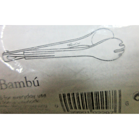 Pampered Chef Interlocking Bamboo Serving Tongs #2297 New Sealed Bag - Picture 3 of 8